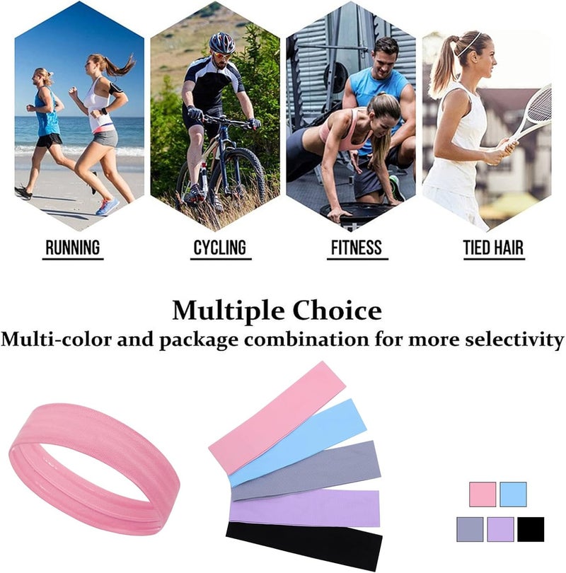 ONEYE Workout Headbands Non Slip Headband Sport Headbands Sweatbands Elastic Sport Hair Bands for Sports Travel Indoor Fitness Gym - Image 5